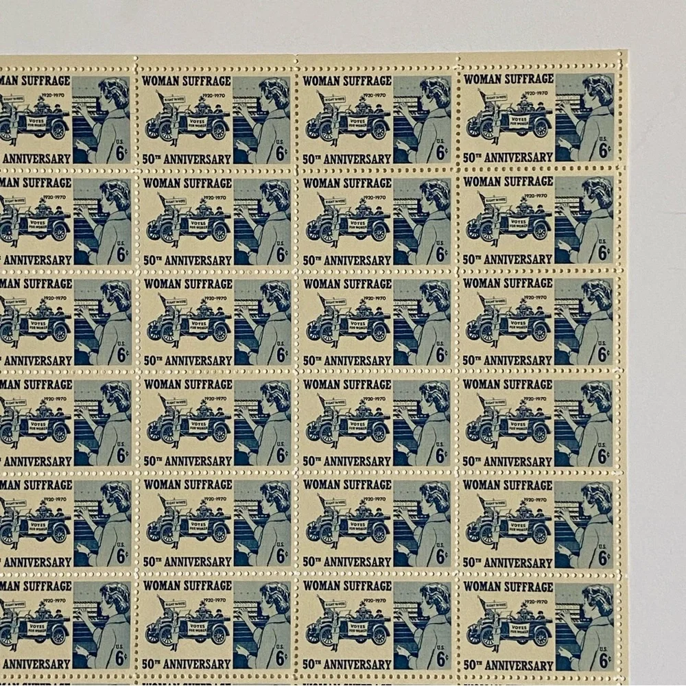 Woman Suffrage Sheet of 50 1970 6 Cent Stamps Scott #1406 MNH Blue White Vote